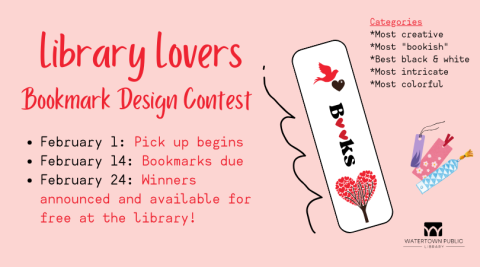 Bookmark designs on pink background.