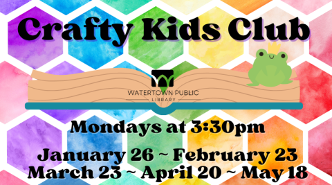 Rainbow background, black lettering