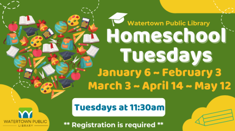 green background, white and yellow lettering